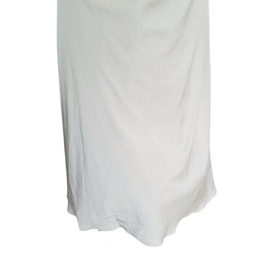 La Femme Off the Shoulder Ruched Satin Trumpet Gown in Champagne Women's Size 8